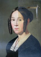 restauration Portrait de femme XIXme sicle, huile sur toile